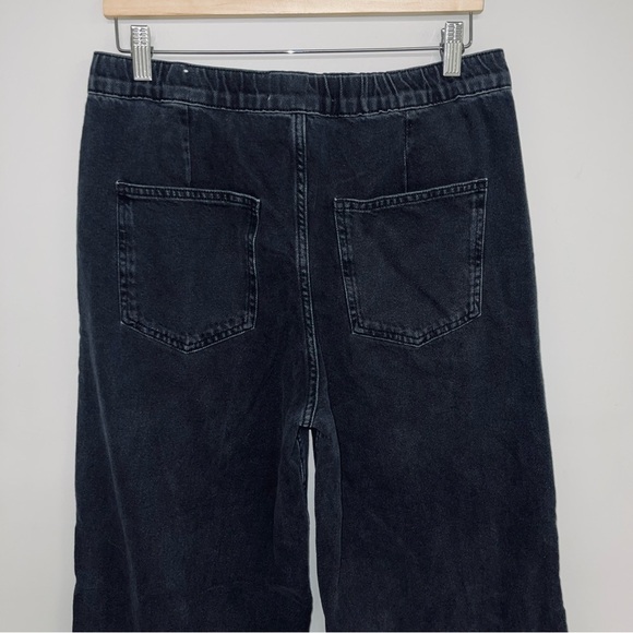 Zara Jeans Women's‎ Size Large Black Wash Denim Wide Leg High Rise Front Tie - Picture 11 of 16